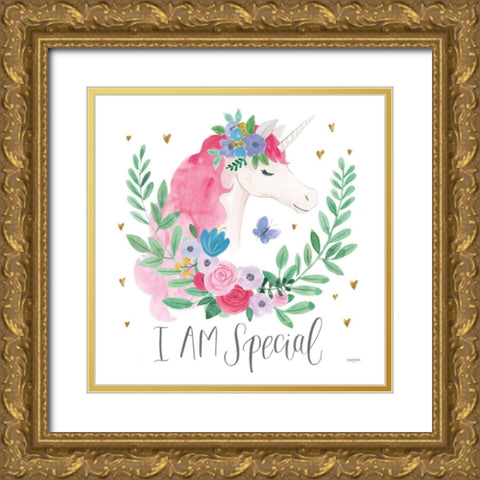 Magical Friends III Butterfly Gold Ornate Wood Framed Art Print with Double Matting by Jackson, Jenaya