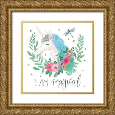 Magical Friends IV Dragonfly Gold Ornate Wood Framed Art Print with Double Matting by Jackson, Jenaya