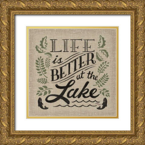 Lake Life I Color Gold Ornate Wood Framed Art Print with Double Matting by Studio, Wellington