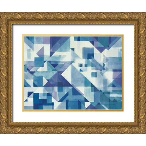Try Angles I Blue Gold Ornate Wood Framed Art Print with Double Matting by Nai, Danhui