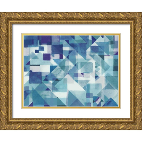 Try Angles II Blue Gold Ornate Wood Framed Art Print with Double Matting by Nai, Danhui