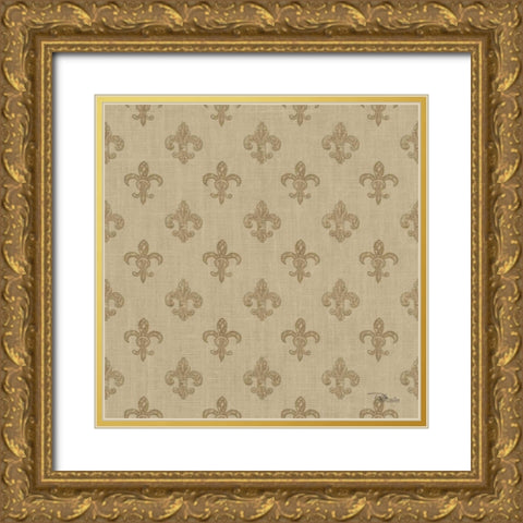 Paris Farmhouse Pattern IIIF Gold Ornate Wood Framed Art Print with Double Matting by Pela Studio