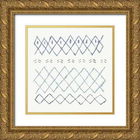 Nordic Vibes I Blue Gold Ornate Wood Framed Art Print with Double Matting by Hershey, Moira