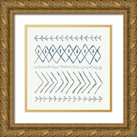 Nordic Vibes II Blue Gold Ornate Wood Framed Art Print with Double Matting by Hershey, Moira