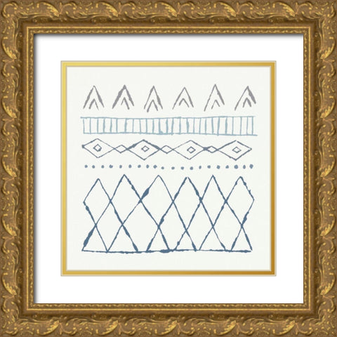 Nordic Vibes III Blue Gold Ornate Wood Framed Art Print with Double Matting by Hershey, Moira