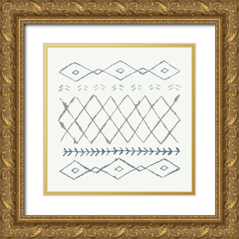 Nordic Vibes IV Blue Gold Ornate Wood Framed Art Print with Double Matting by Hershey, Moira