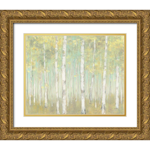 Sylvan Birches Gold Ornate Wood Framed Art Print with Double Matting by Purinton, Julia