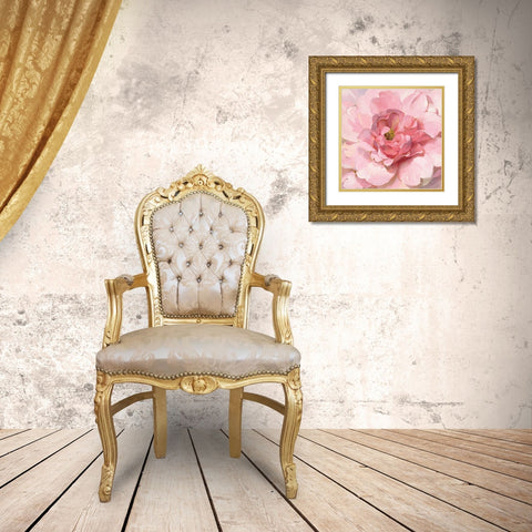 Blushing Peony Gold Ornate Wood Framed Art Print with Double Matting by Nai, Danhui