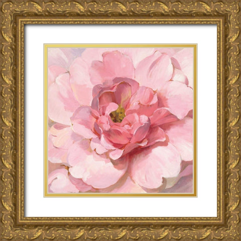 Blushing Peony Gold Ornate Wood Framed Art Print with Double Matting by Nai, Danhui