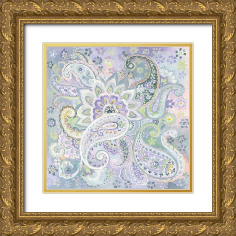 Paisley Dream Gold Ornate Wood Framed Art Print with Double Matting by Nai, Danhui