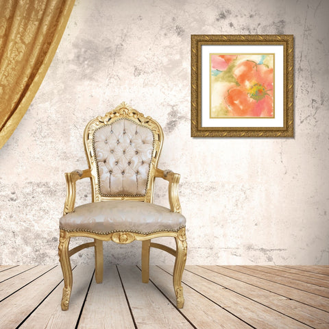 Coral Poppy I Gold Ornate Wood Framed Art Print with Double Matting by Paschke, Chris