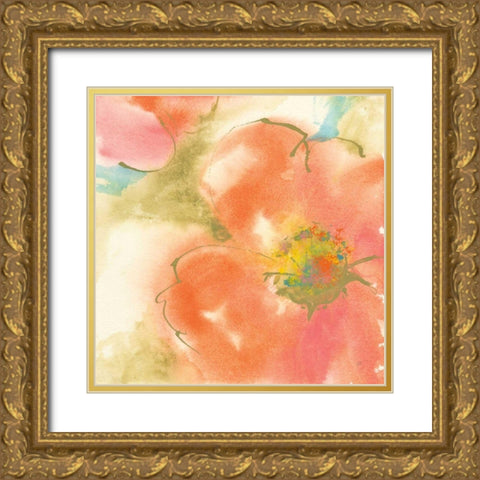 Coral Poppy I Gold Ornate Wood Framed Art Print with Double Matting by Paschke, Chris