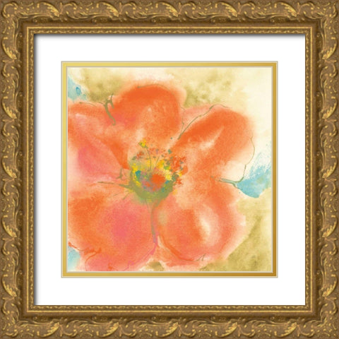 Coral Poppy II Gold Ornate Wood Framed Art Print with Double Matting by Paschke, Chris