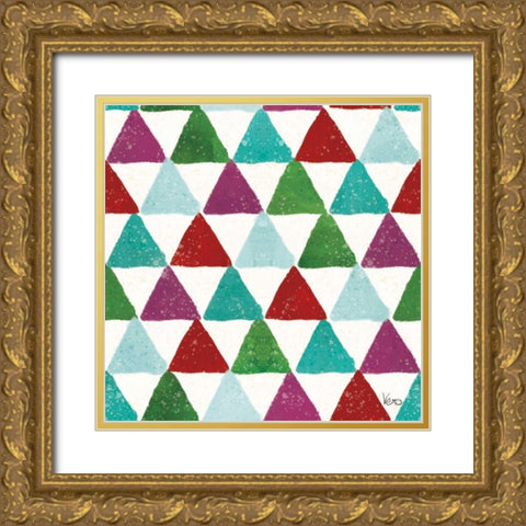 Festive Forest Pattern IVA Gold Ornate Wood Framed Art Print with Double Matting by Charron, Veronique