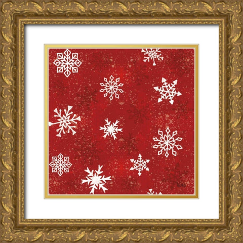 Festive Forest Pattern VIIB Gold Ornate Wood Framed Art Print with Double Matting by Charron, Veronique