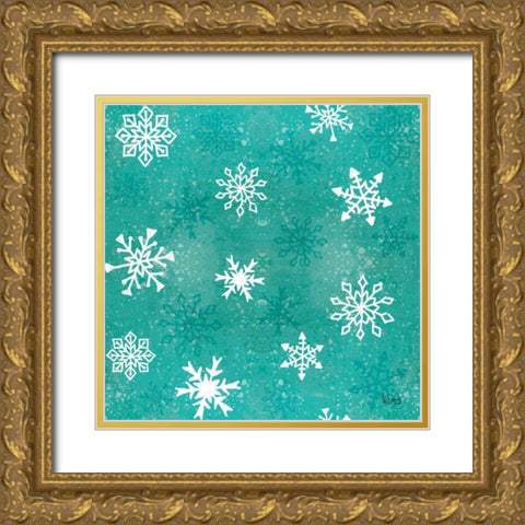 Festive Forest Pattern VIID Gold Ornate Wood Framed Art Print with Double Matting by Charron, Veronique