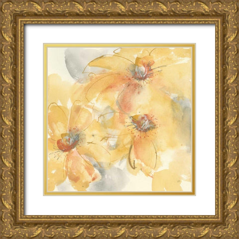 Golden Clematis II Gold Ornate Wood Framed Art Print with Double Matting by Paschke, Chris
