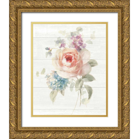 Cottage Garden III Shiplap Gold Ornate Wood Framed Art Print with Double Matting by Nai, Danhui