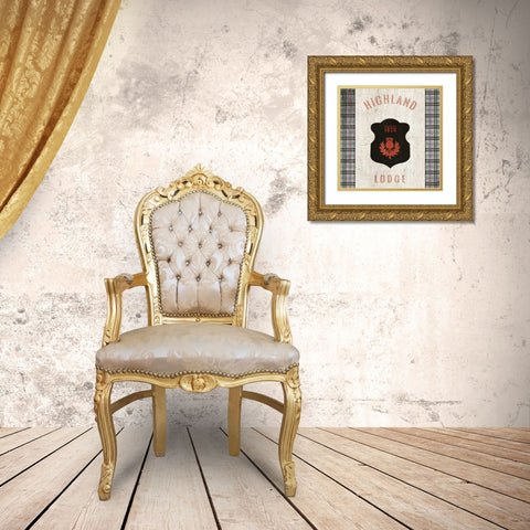 Tartan Lodge Shield I Gold Ornate Wood Framed Art Print with Double Matting by Wild Apple Portfolio