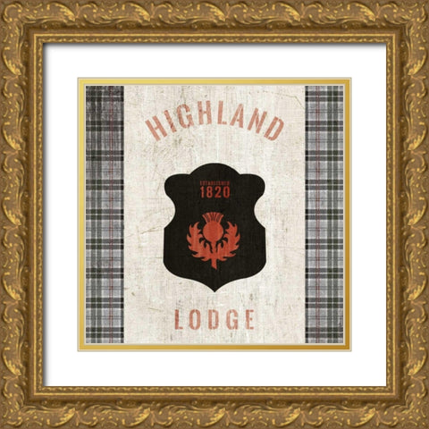 Tartan Lodge Shield I Gold Ornate Wood Framed Art Print with Double Matting by Wild Apple Portfolio