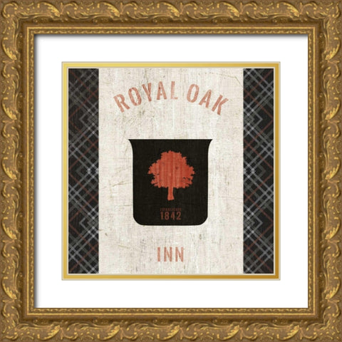 Tartan Lodge Shield II Gold Ornate Wood Framed Art Print with Double Matting by Wild Apple Portfolio