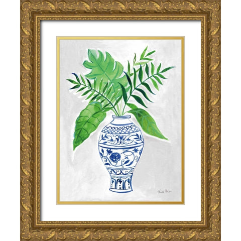Elegant Chinoiserie I Gray Gold Ornate Wood Framed Art Print with Double Matting by Zaman, Farida