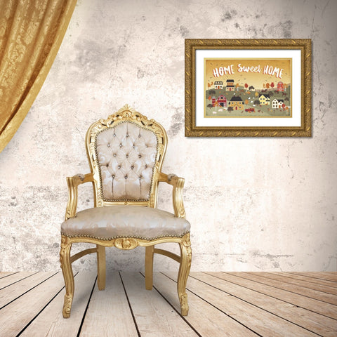 Harvest Village II Gold Ornate Wood Framed Art Print with Double Matting by Marshall, Laura