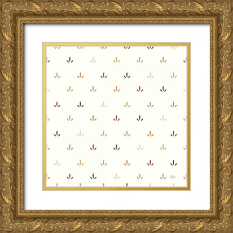 Harvest Village Pattern IIIA Gold Ornate Wood Framed Art Print with Double Matting by Marshall, Laura
