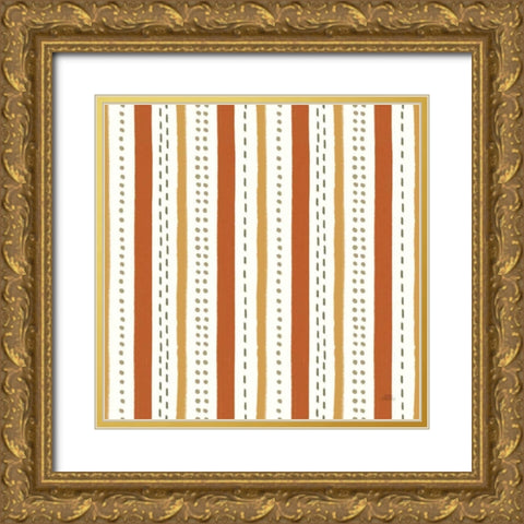 Harvest Village Pattern IVA Gold Ornate Wood Framed Art Print with Double Matting by Marshall, Laura