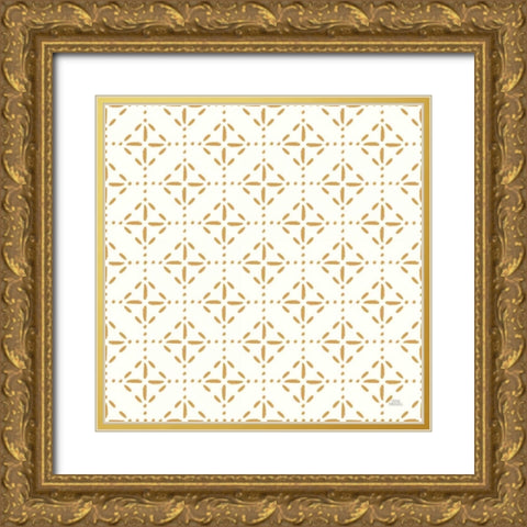 Harvest Village Pattern VIIA Gold Ornate Wood Framed Art Print with Double Matting by Marshall, Laura