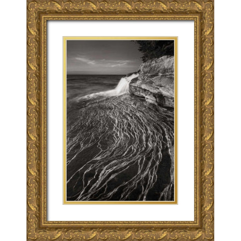 Pictured Rocks Michigan I BW Gold Ornate Wood Framed Art Print with Double Matting by Majchrowicz, Alan