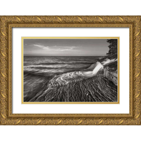 Pictured Rocks Michigan II BW Gold Ornate Wood Framed Art Print with Double Matting by Majchrowicz, Alan