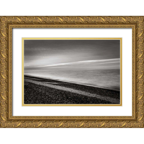 Lake Superior Beach III BW Gold Ornate Wood Framed Art Print with Double Matting by Majchrowicz, Alan
