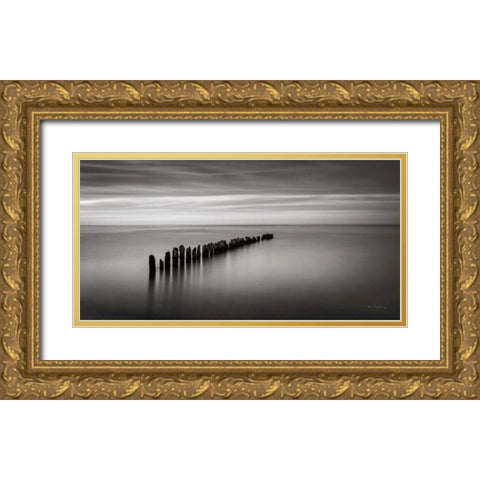 Lake Superior Old Pier III Gold Ornate Wood Framed Art Print with Double Matting by Majchrowicz, Alan