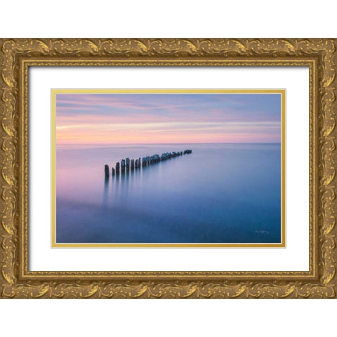 Lake Superior Old Pier IV Gold Ornate Wood Framed Art Print with Double Matting by Majchrowicz, Alan