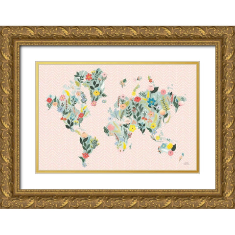 Wild Garden World Blush Gold Ornate Wood Framed Art Print with Double Matting by Marshall, Laura