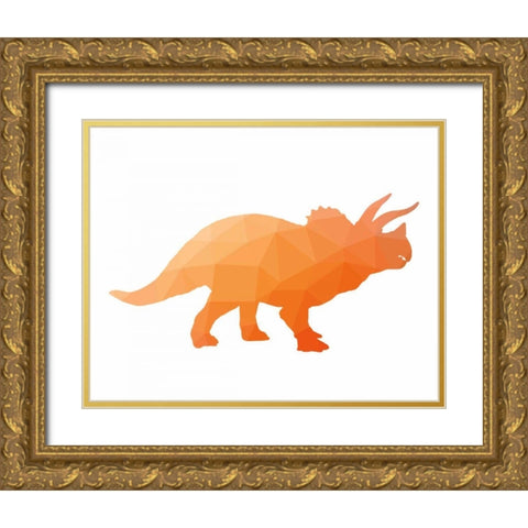 Geo Dinosaur III Gold Ornate Wood Framed Art Print with Double Matting by Wild Apple Portfolio