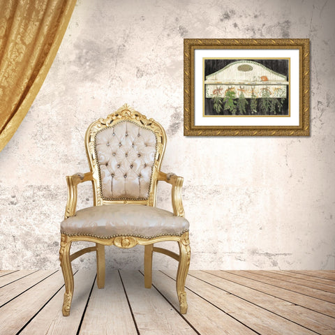 Herbs on Pegs Black Gold Ornate Wood Framed Art Print with Double Matting by Rowan, Carol