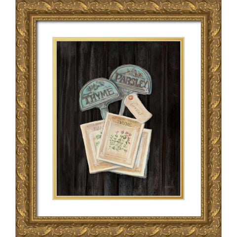 Seed Packs Black Wood Gold Ornate Wood Framed Art Print with Double Matting by Rowan, Carol