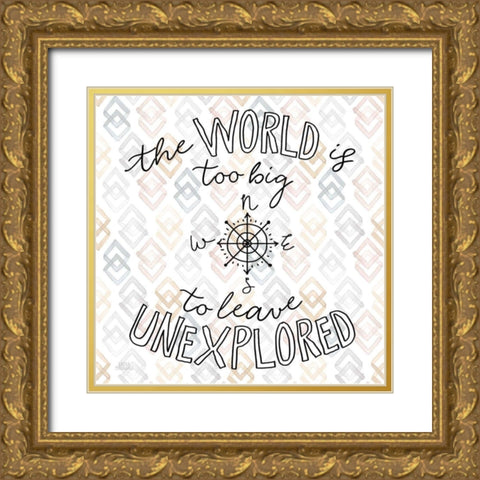 World Traveler II Diamond Gold Ornate Wood Framed Art Print with Double Matting by Marshall, Laura