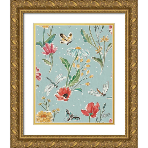 Boho Field Pattern VE Gold Ornate Wood Framed Art Print with Double Matting by Penner, Janelle