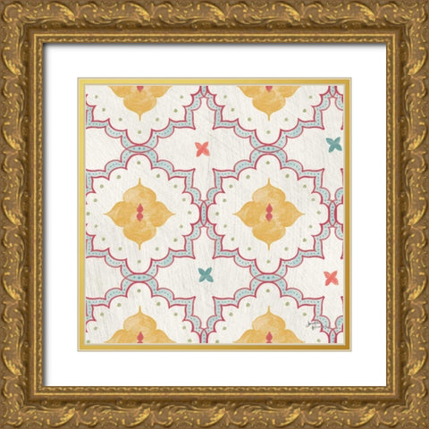 Boho Field Pattern VIA Gold Ornate Wood Framed Art Print with Double Matting by Penner, Janelle