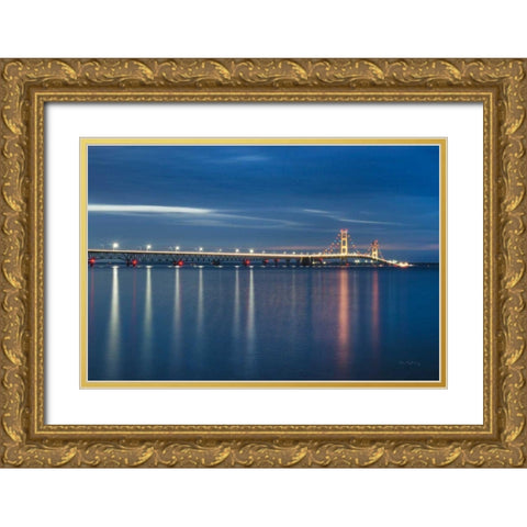 Mackinac Bridge Gold Ornate Wood Framed Art Print with Double Matting by Majchrowicz, Alan