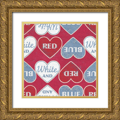 Patriotic Dark Pattern I Gold Ornate Wood Framed Art Print with Double Matting by Grove, Beth