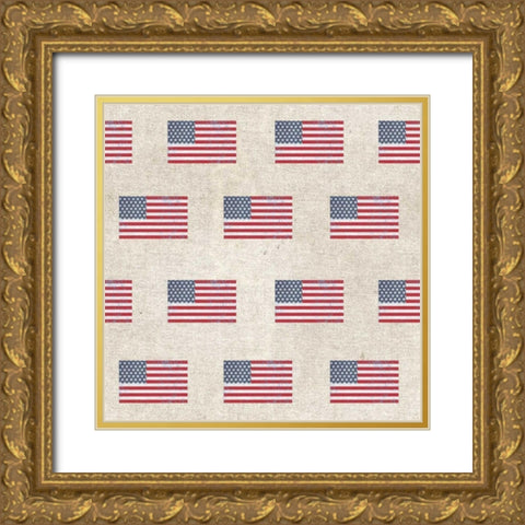 Patriotic Dark Pattern V Gold Ornate Wood Framed Art Print with Double Matting by Grove, Beth