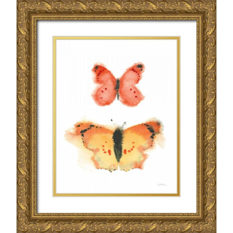 Watercolor Butterflies IV Gold Ornate Wood Framed Art Print with Double Matting by Novak, Shirley