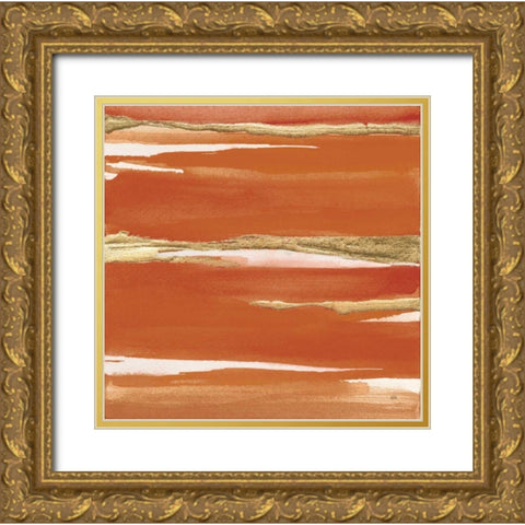 Gilded Mandarin I Burnt Orange Gold Ornate Wood Framed Art Print with Double Matting by Paschke, Chris