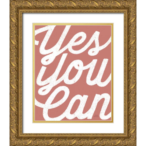 Positivity V Gold Ornate Wood Framed Art Print with Double Matting by Marshall, Laura