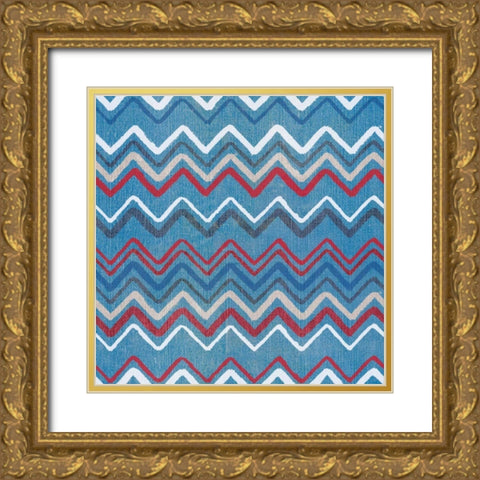 Stars and Stripes Dark Pattern II Gold Ornate Wood Framed Art Print with Double Matting by Grove, Beth