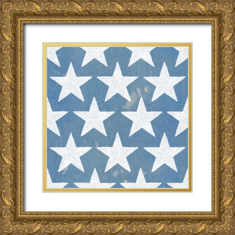 Stars and Stripes Dark Pattern V Gold Ornate Wood Framed Art Print with Double Matting by Grove, Beth